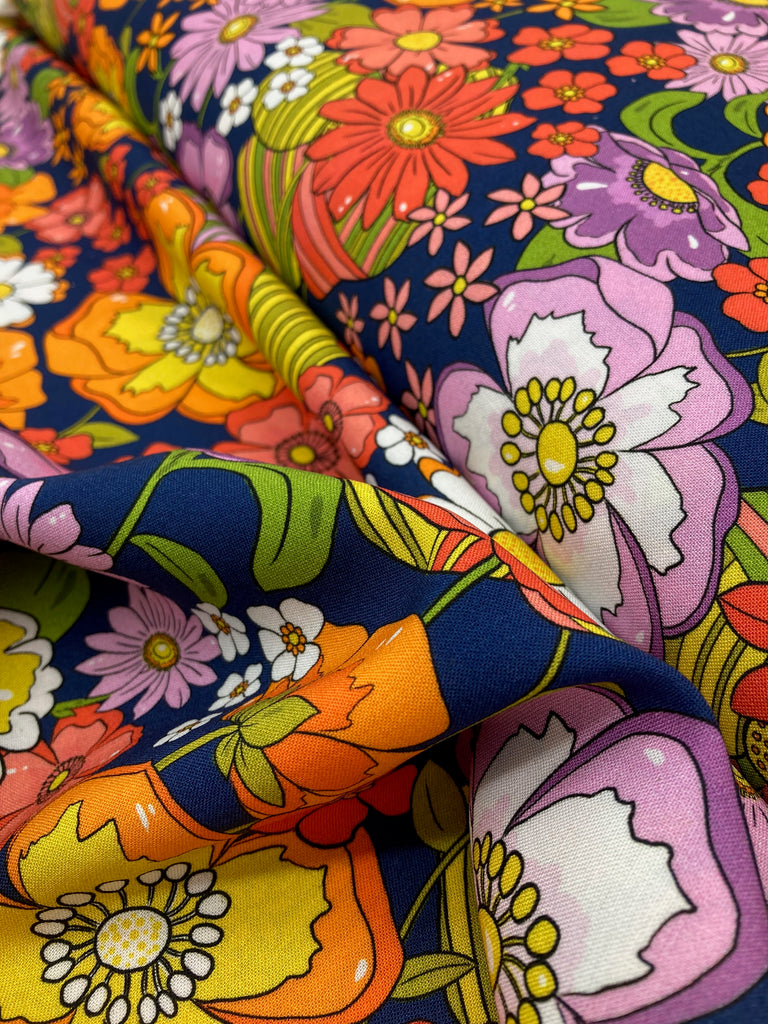 Retro inspired 1970's floral fabric