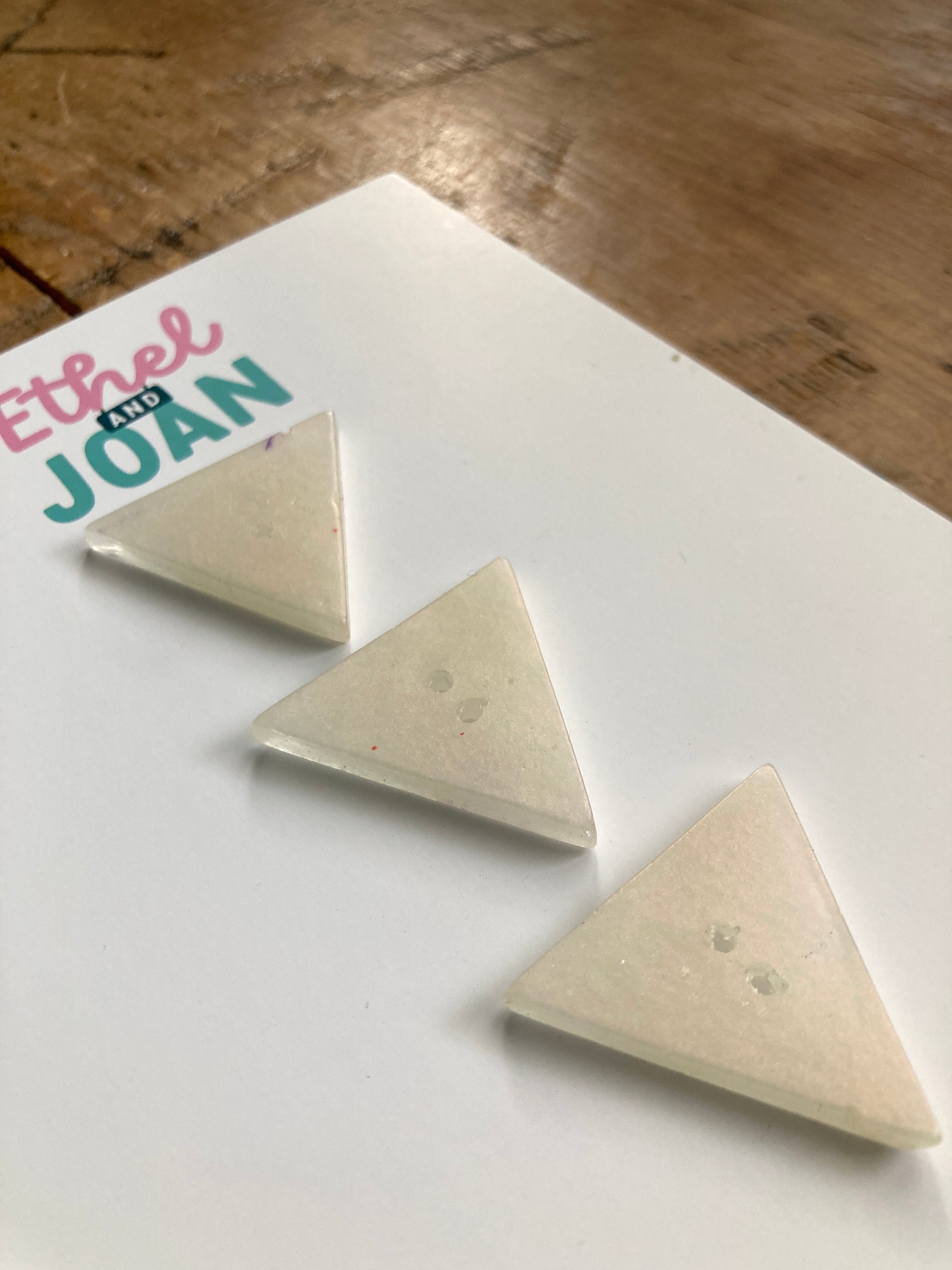 Large Triangle Buttons in Pearlescent White - 30mm - Ethel and Joan ...