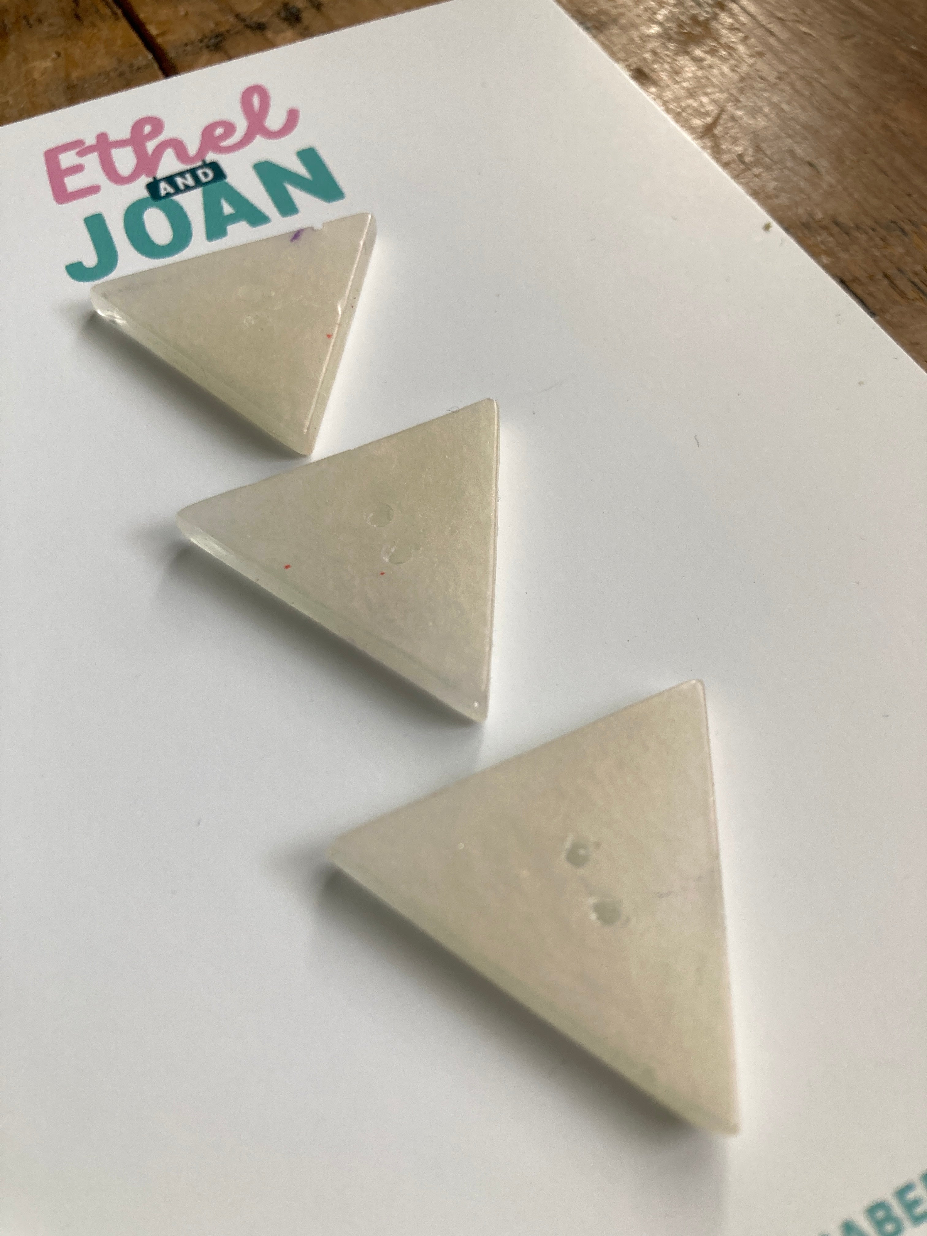 Large Triangle Buttons in Pearlescent White - 30mm - Ethel and Joan ...
